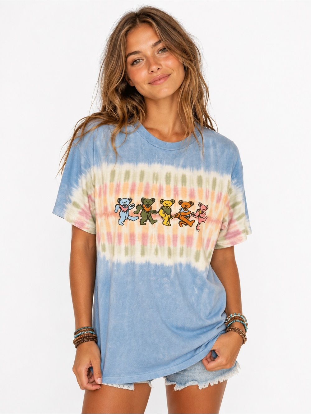 Grateful Dead Dancing Bears Tie Dye Tee Sundog Y2K Deadhead Shirt Medium
